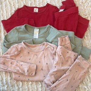 H&M Kids Matching Sets Henley Stretch - Red, Green, Pink